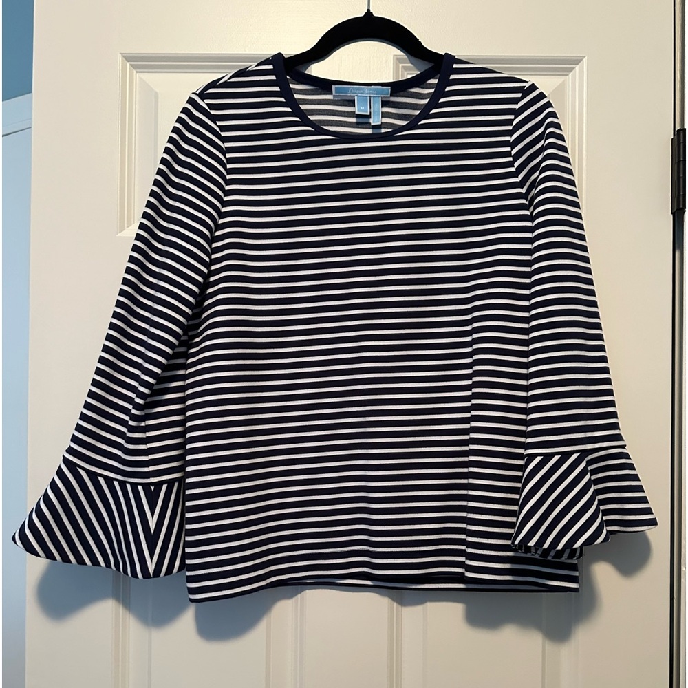 Draper James navy white striped top